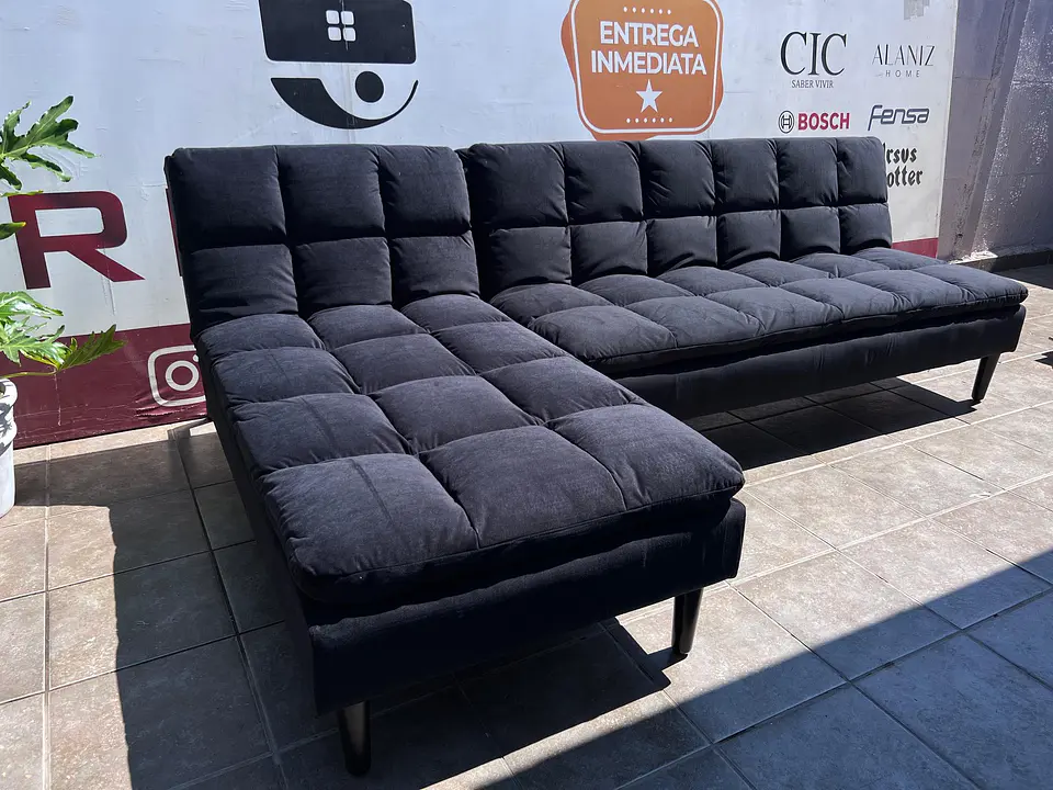 Sofá cama seccional intercambiable NUEVO Modelo globe negro 248x170x78  2