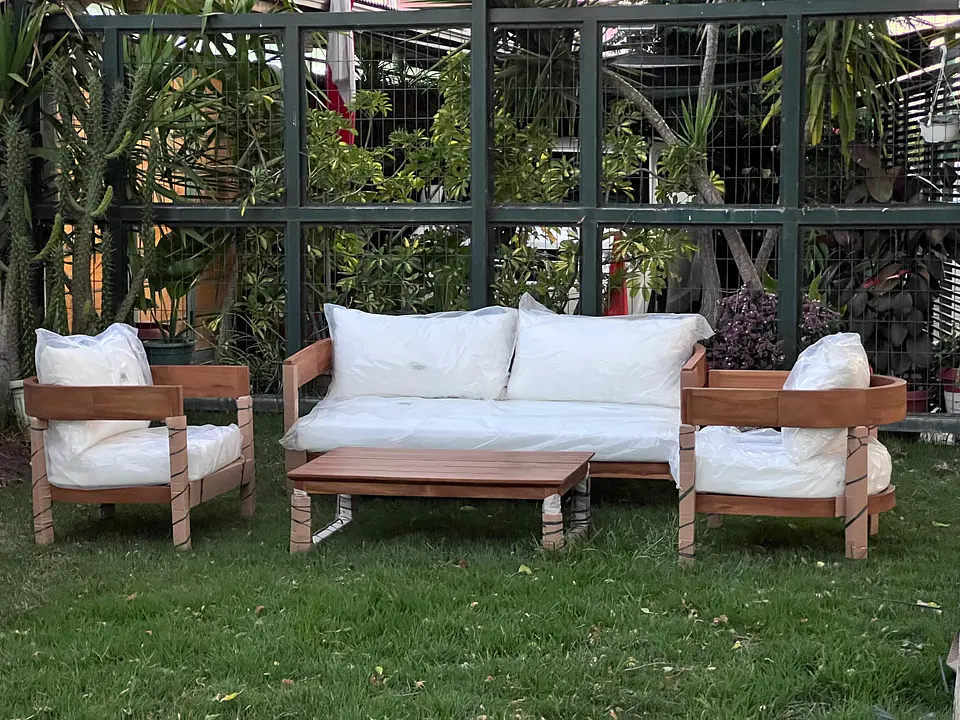 Juego de terraza BEATRIX NUEVO 100%  madera TECA 3-1-1 con mesa de centro   1