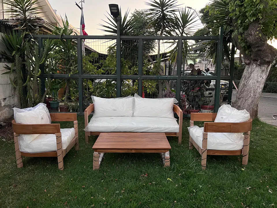 Juego de terraza BEATRIX NUEVO 100%  madera TECA 3-1-1 con mesa de centro   2