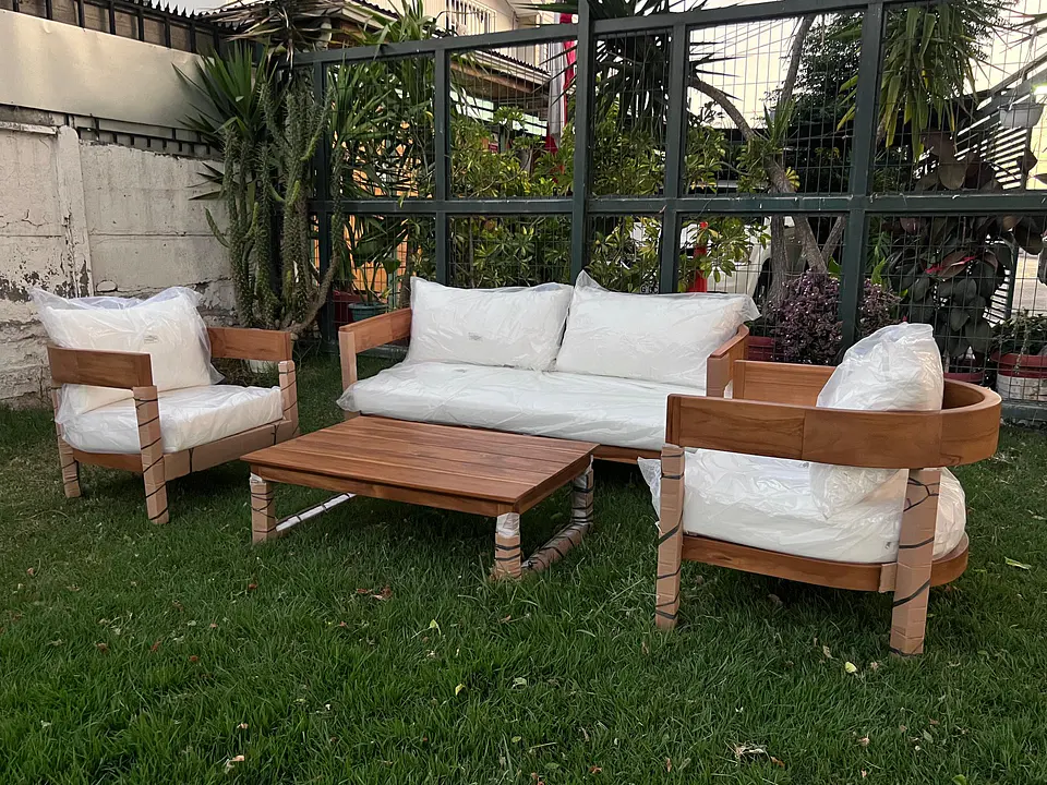 Juego de terraza BEATRIX NUEVO 100%  madera TECA 3-1-1 con mesa de centro   3