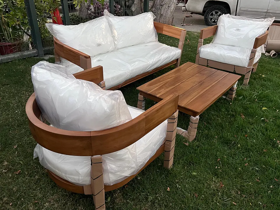 Juego de terraza BEATRIX NUEVO 100%  madera TECA 3-1-1 con mesa de centro   7