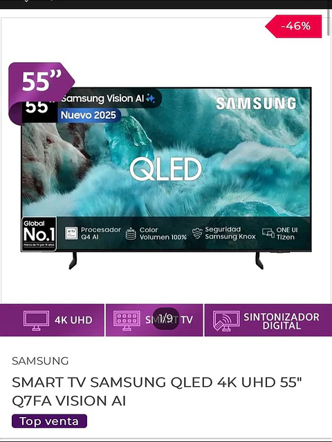 Televisor Samsung QLED 55”Q7F Modelo 2025 nuevo en caja original 