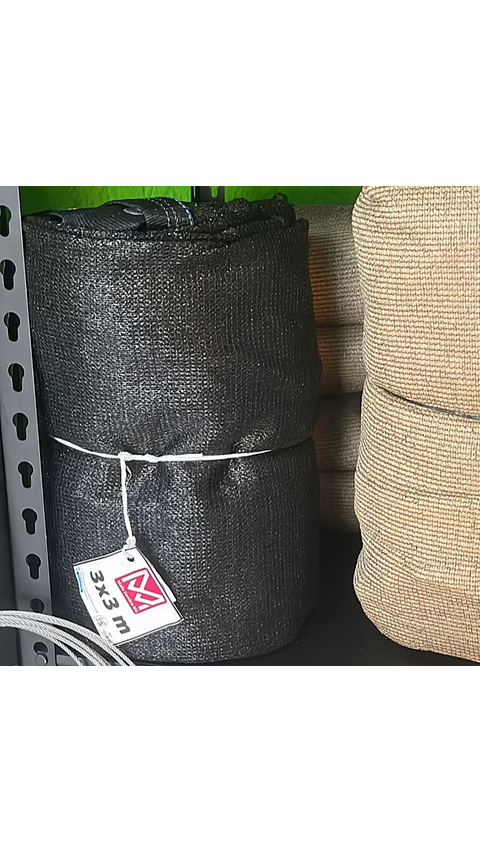 Malla sombra de 3x3 metros negro, 90%