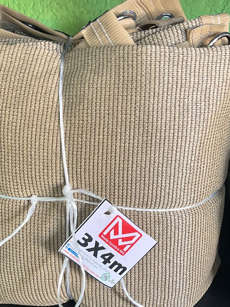 Malla sombra de 3x4 metros beige, 90% 1