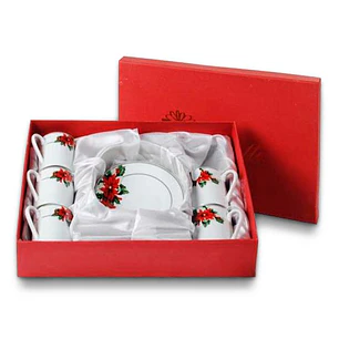 Juego de Tazas Café Poinsetia 12 Piezas