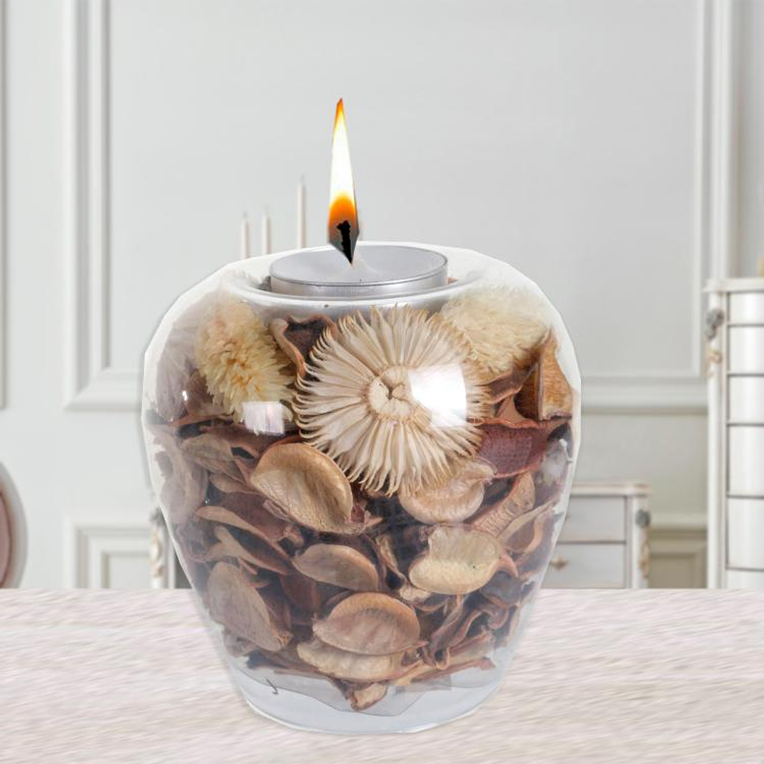 Portavela Decorativo Flores Secas Natural 4