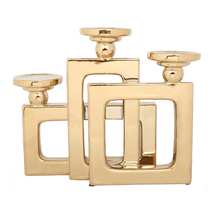 Portavelas Triple Geometría Gold