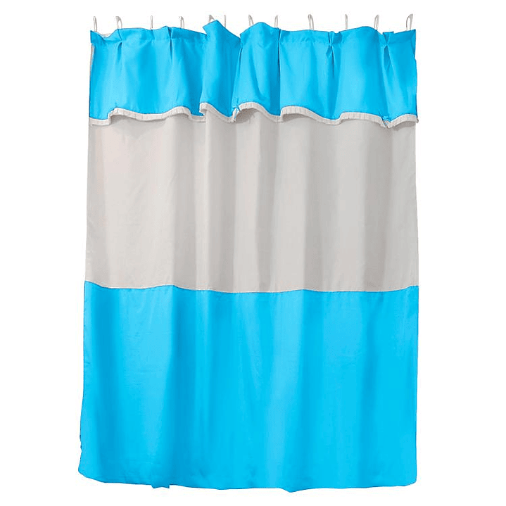 Juego Cortina para Baño 6 Piezas Celeste Lisa 1