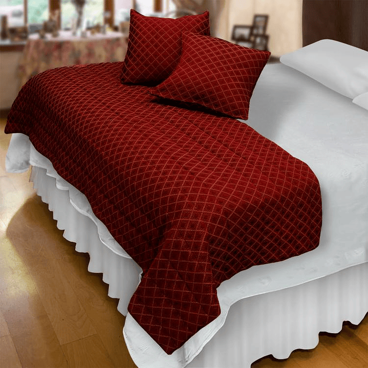 Piecera Con Fundas Rombos Burdeo 1