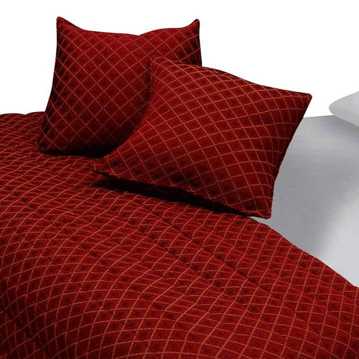 Piecera Con Fundas Rombos Burdeo 2