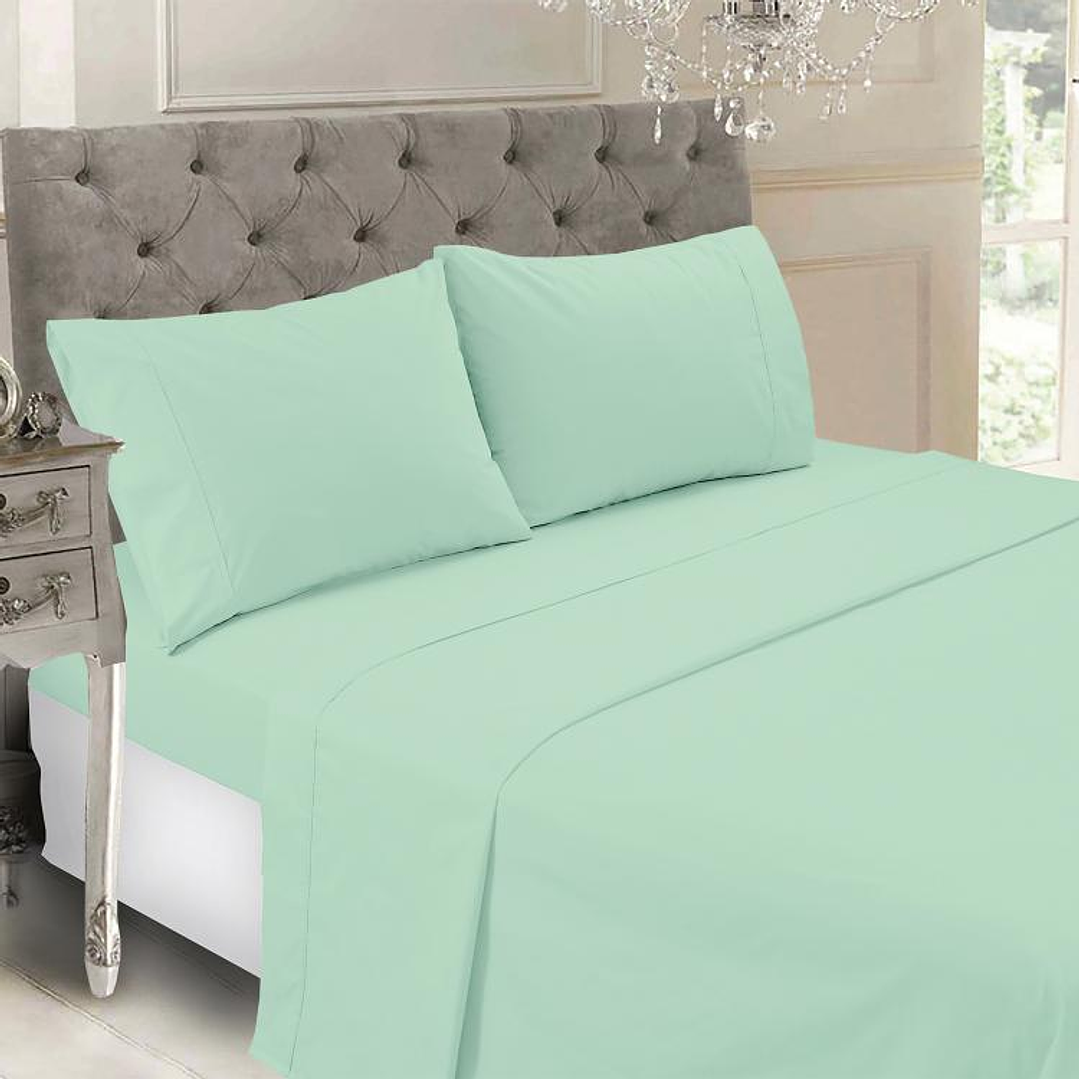 Juego de Sábanas T144 Lisa Esmeralda 2 Plazas 4