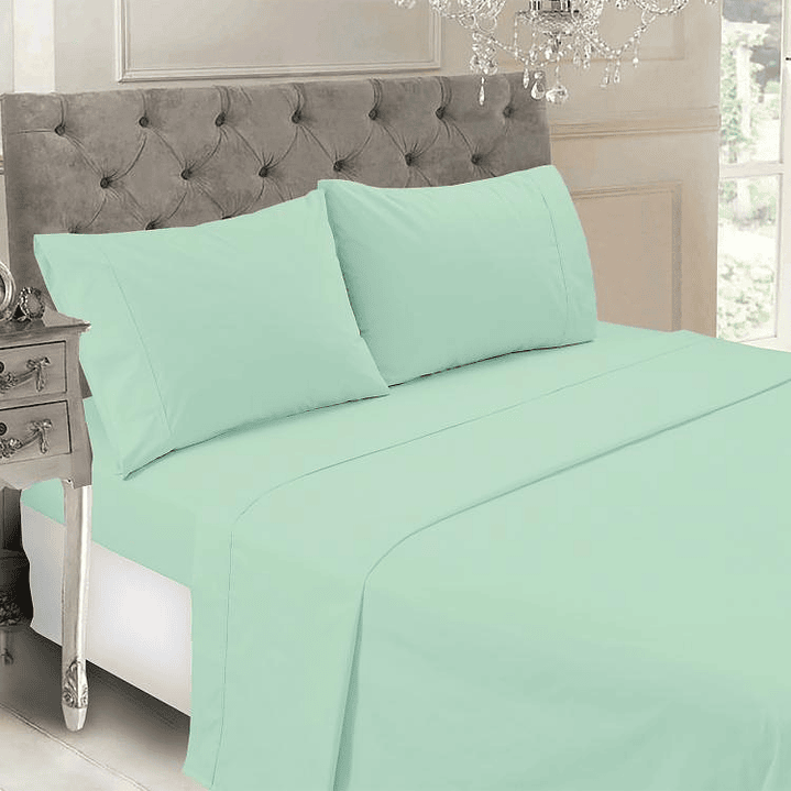 Juego de Sábanas T144 Lisa Esmeralda 2 Plazas 4