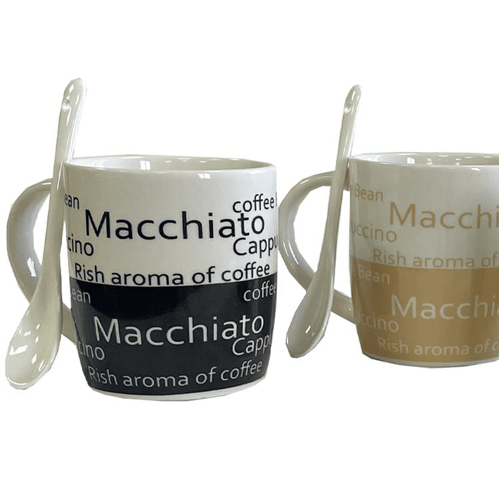 Juego Tazones Con Cucharas Cappuccino 8 Piezas 3
