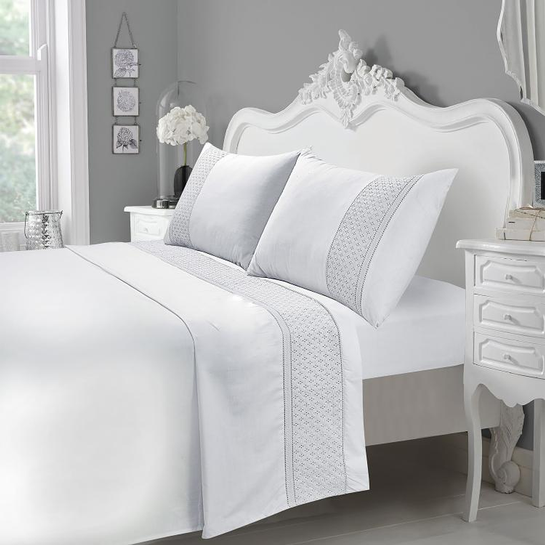 Juego de Sábanas T180 Broderie Blanco 2 Plazas 1