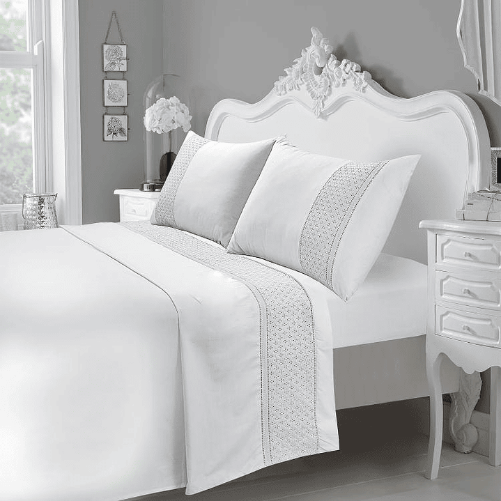 Juego de Sábanas T180 Broderie Blanco 2 Plazas 1