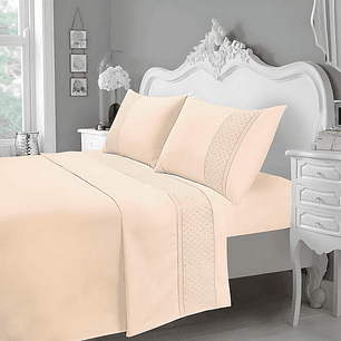 Juego de Sábanas T180 Broderie Crudo 2 Plazas