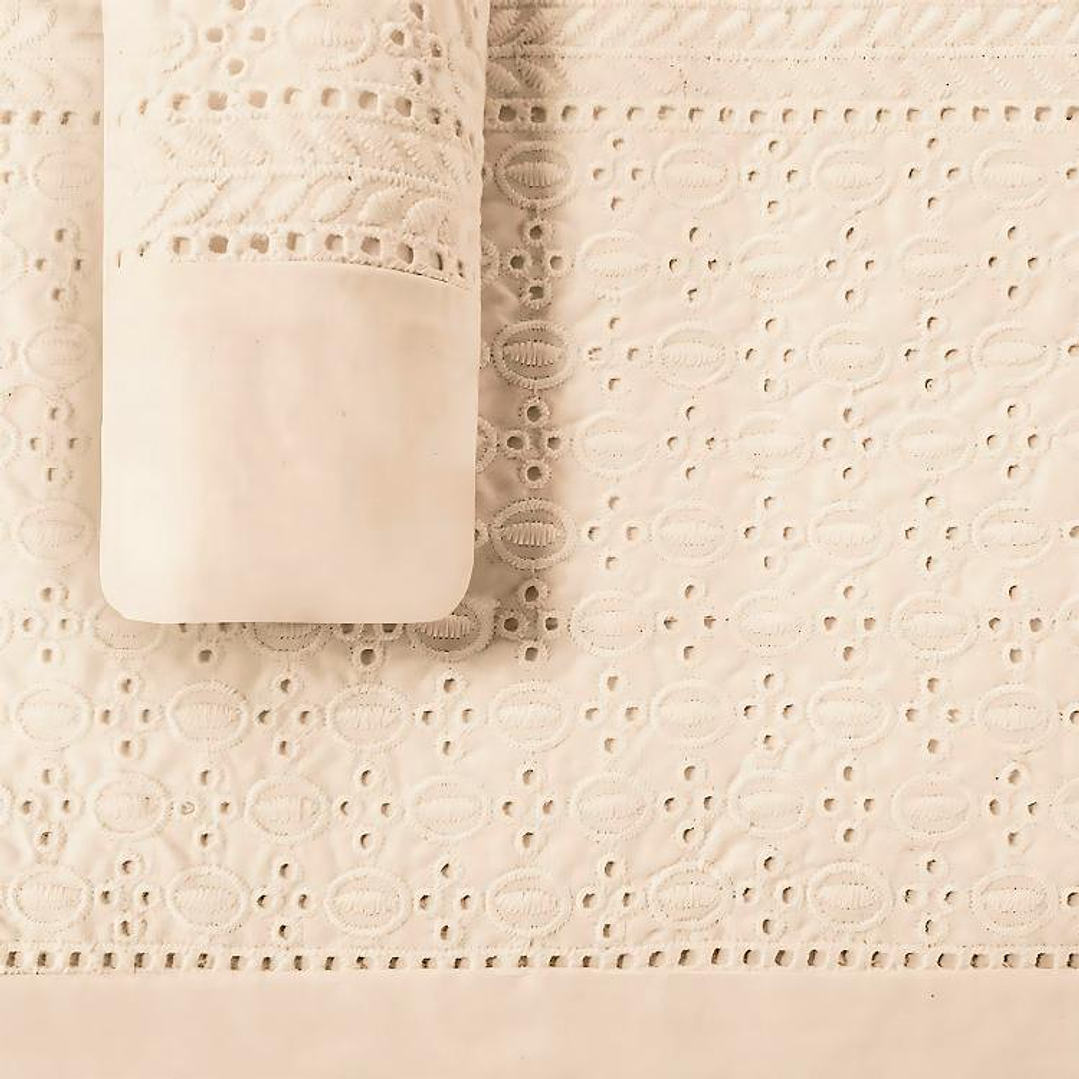 Juego de Sábanas T180 Broderie Crudo 2 Plazas 3