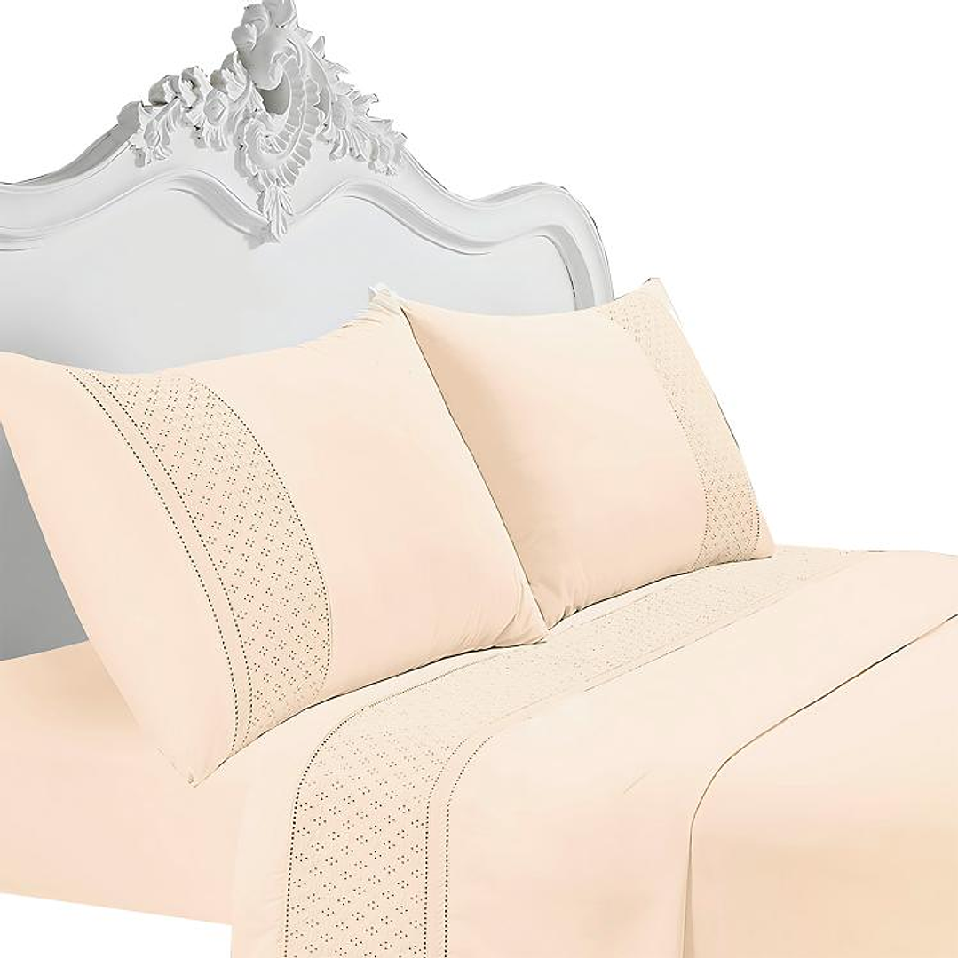 Juego de Sábanas T180 Broderie Crudo 2 Plazas 5