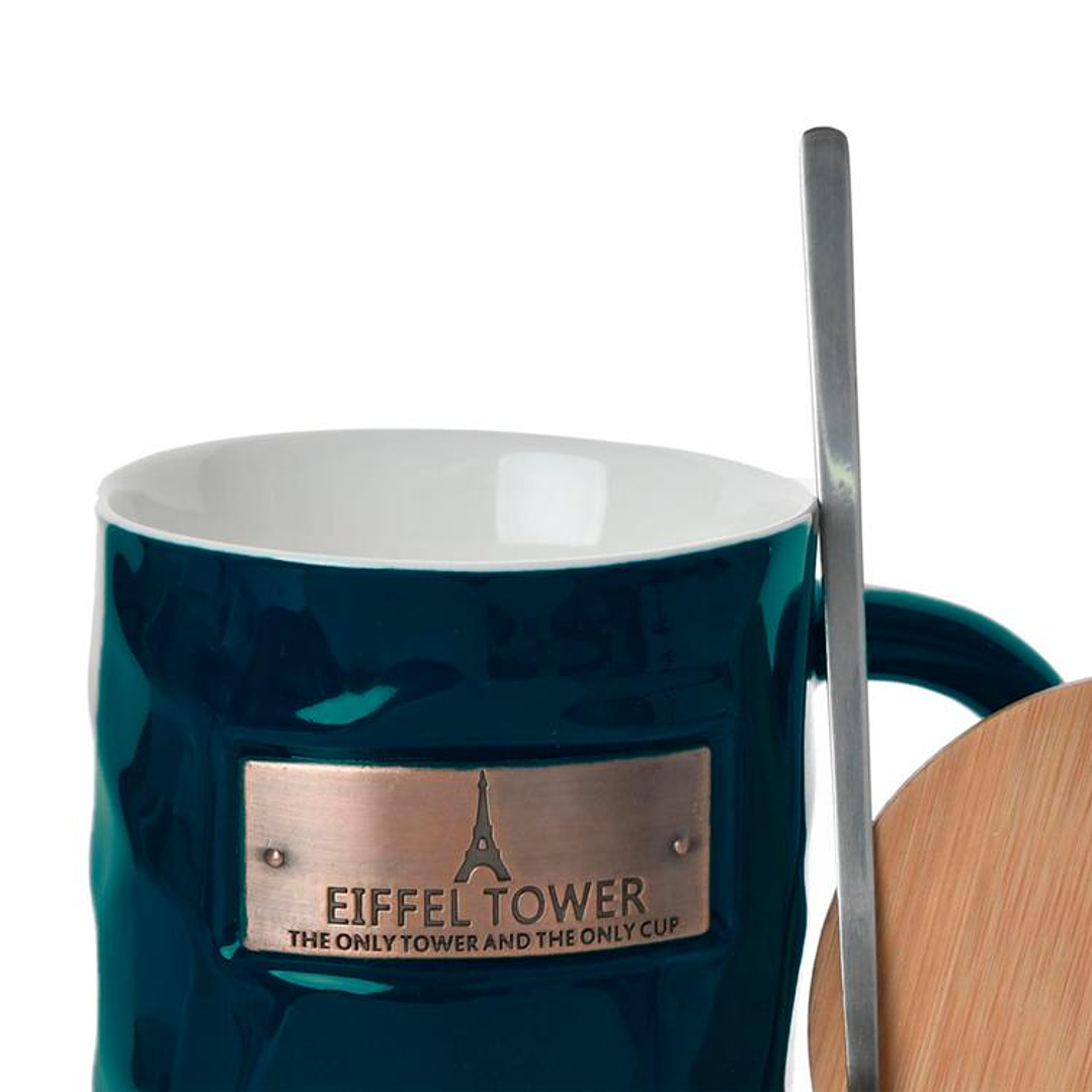 Juego de Tazón con Tapa y Cuchara Eiffel Petróleo 2