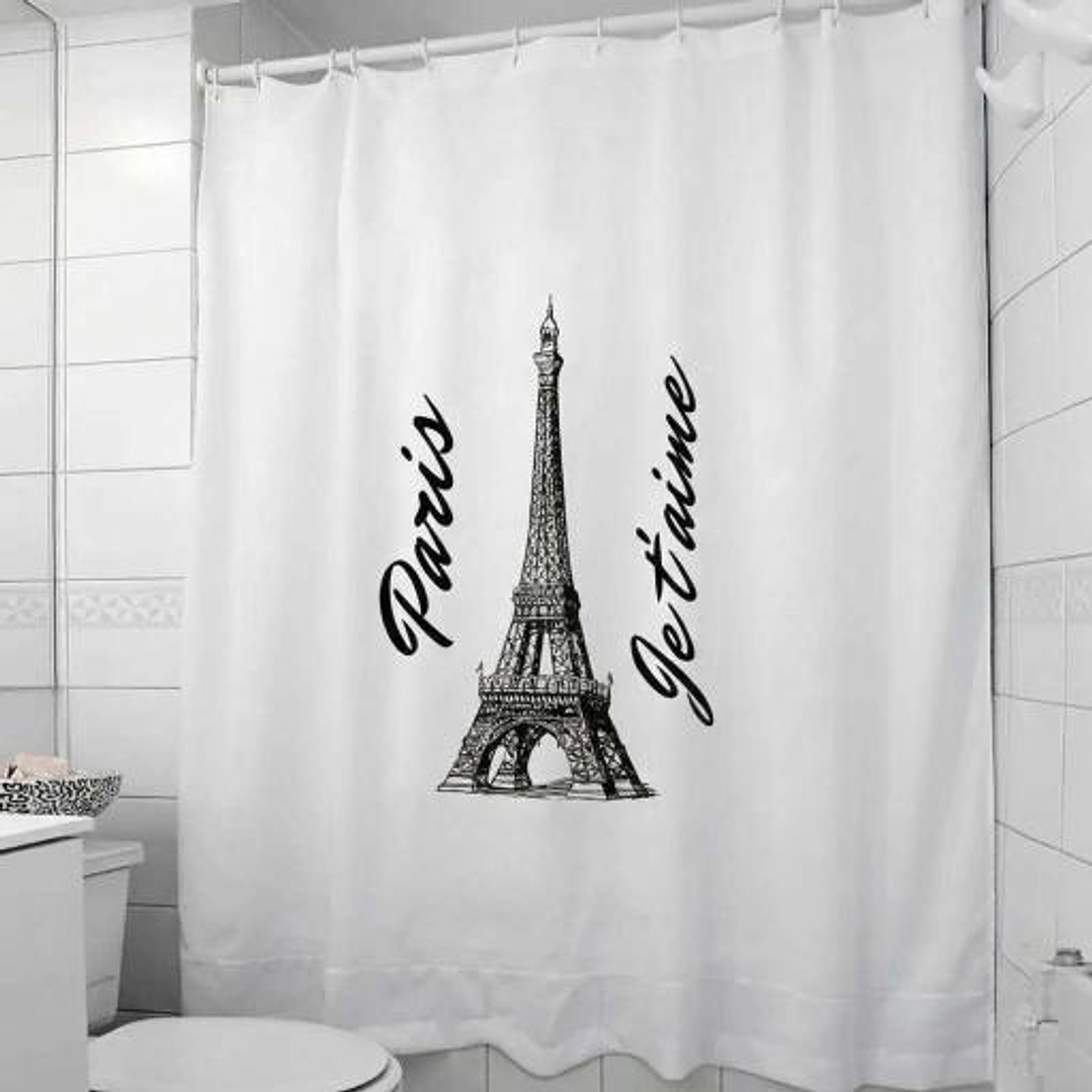 Cortina para Baño Estampada Eiffel Paris con Forro 3
