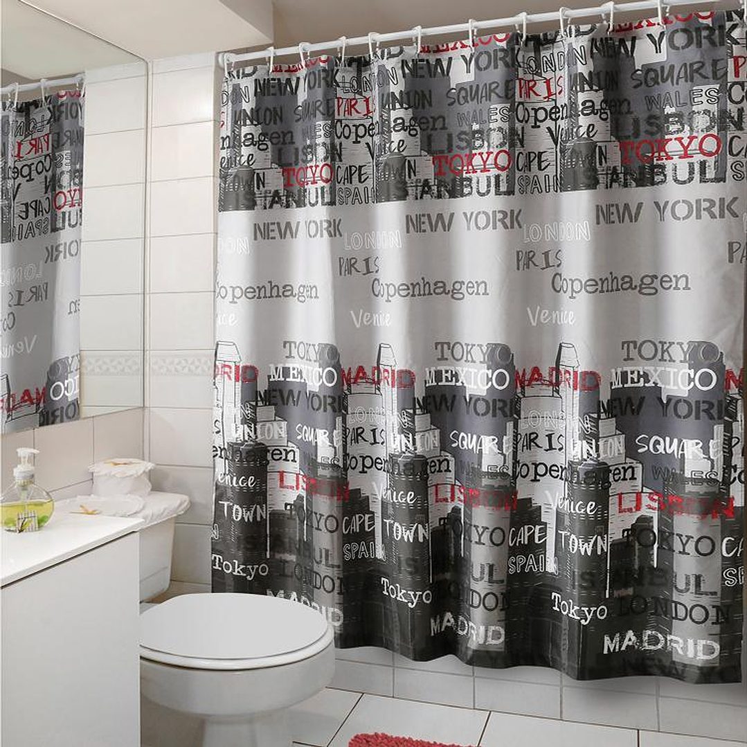 Cortina de Baño Diseño Capitals sin Forro 3