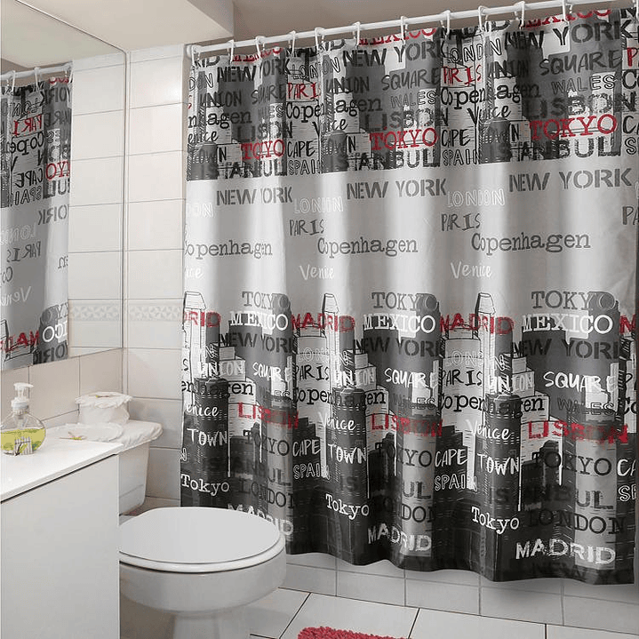 Cortina de Baño Diseño Capitals sin Forro 3