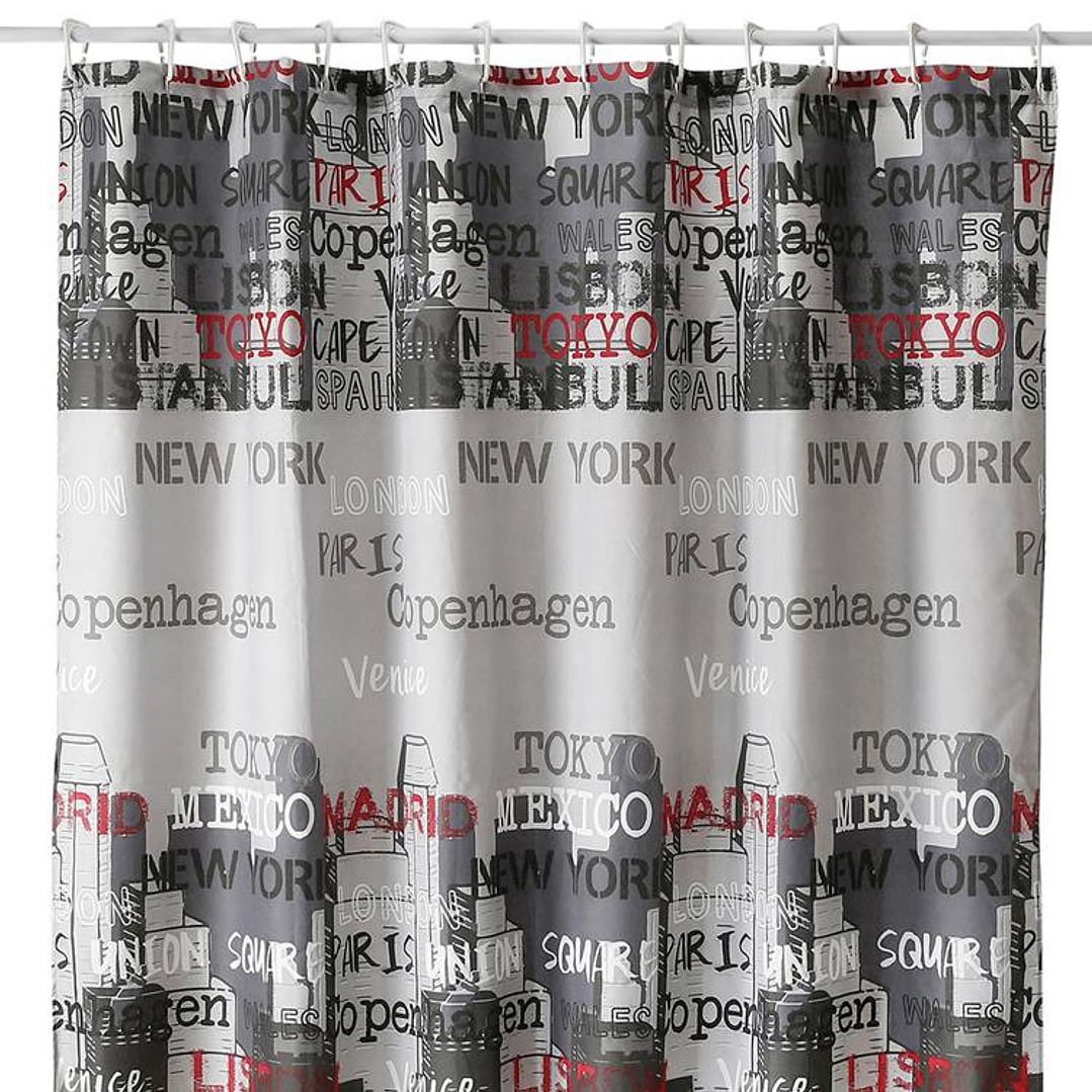 Cortina de Baño Diseño Capitals sin Forro 2