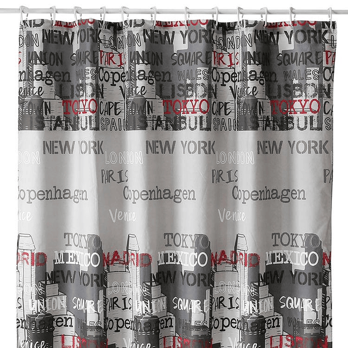 Cortina de Baño Diseño Capitals sin Forro 2