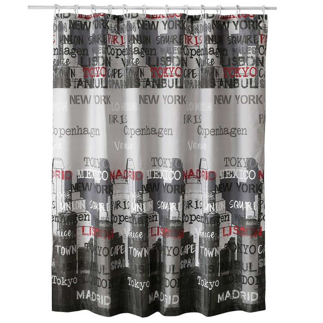 Cortina de Baño Diseño Capitals sin Forro 1