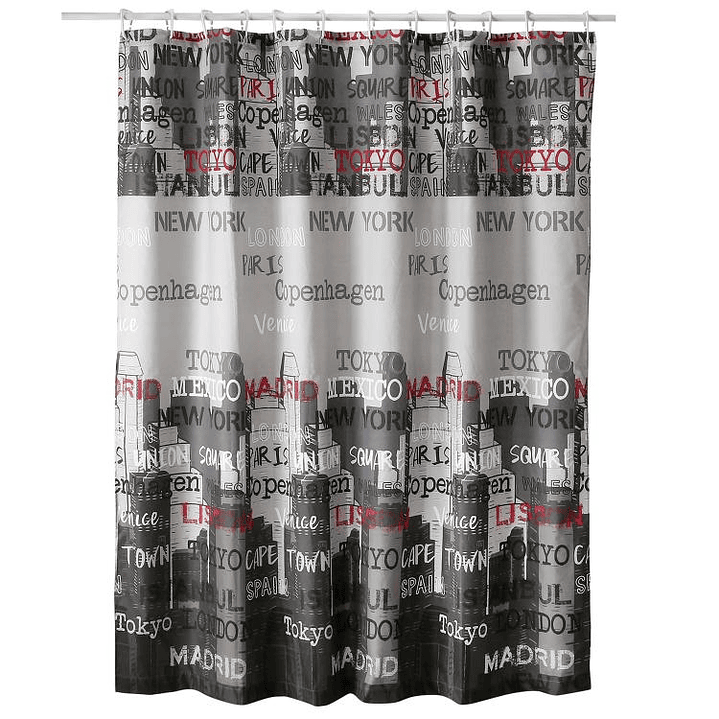 Cortina de Baño Diseño Capitals sin Forro 1