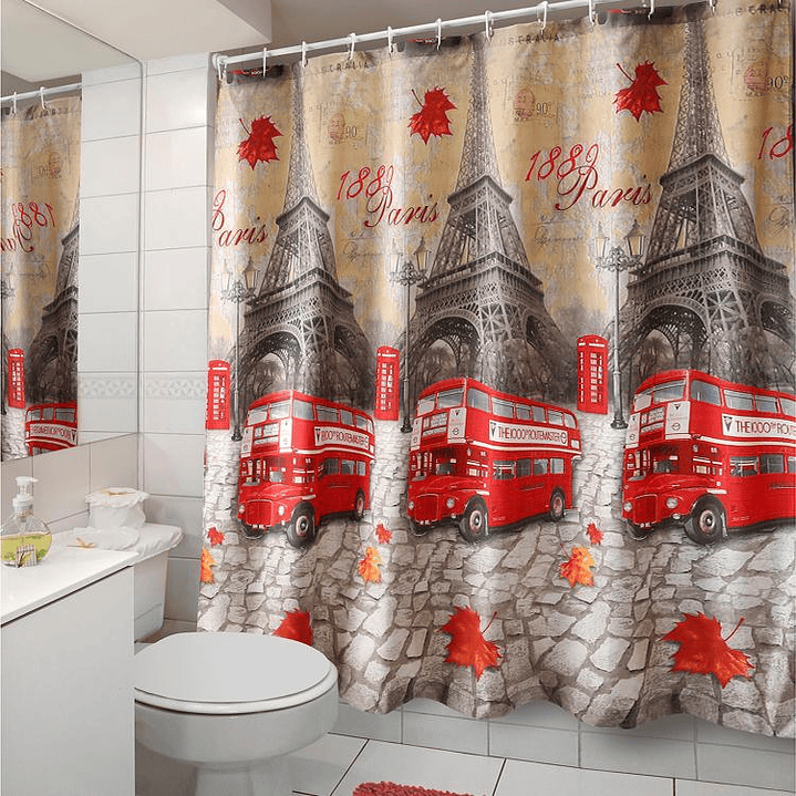 Cortina de Baño Diseño Vintage sin Forro 3