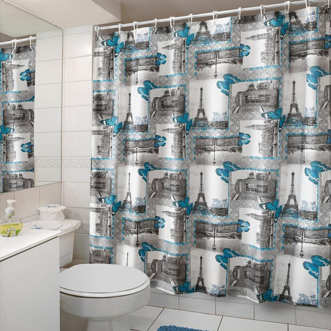 Cortina de Baño Diseño Eiffel sin Forro 3