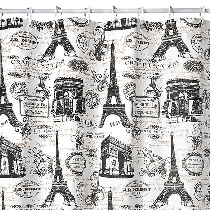 Cortina de Baño Diseño Postales sin Forro 2