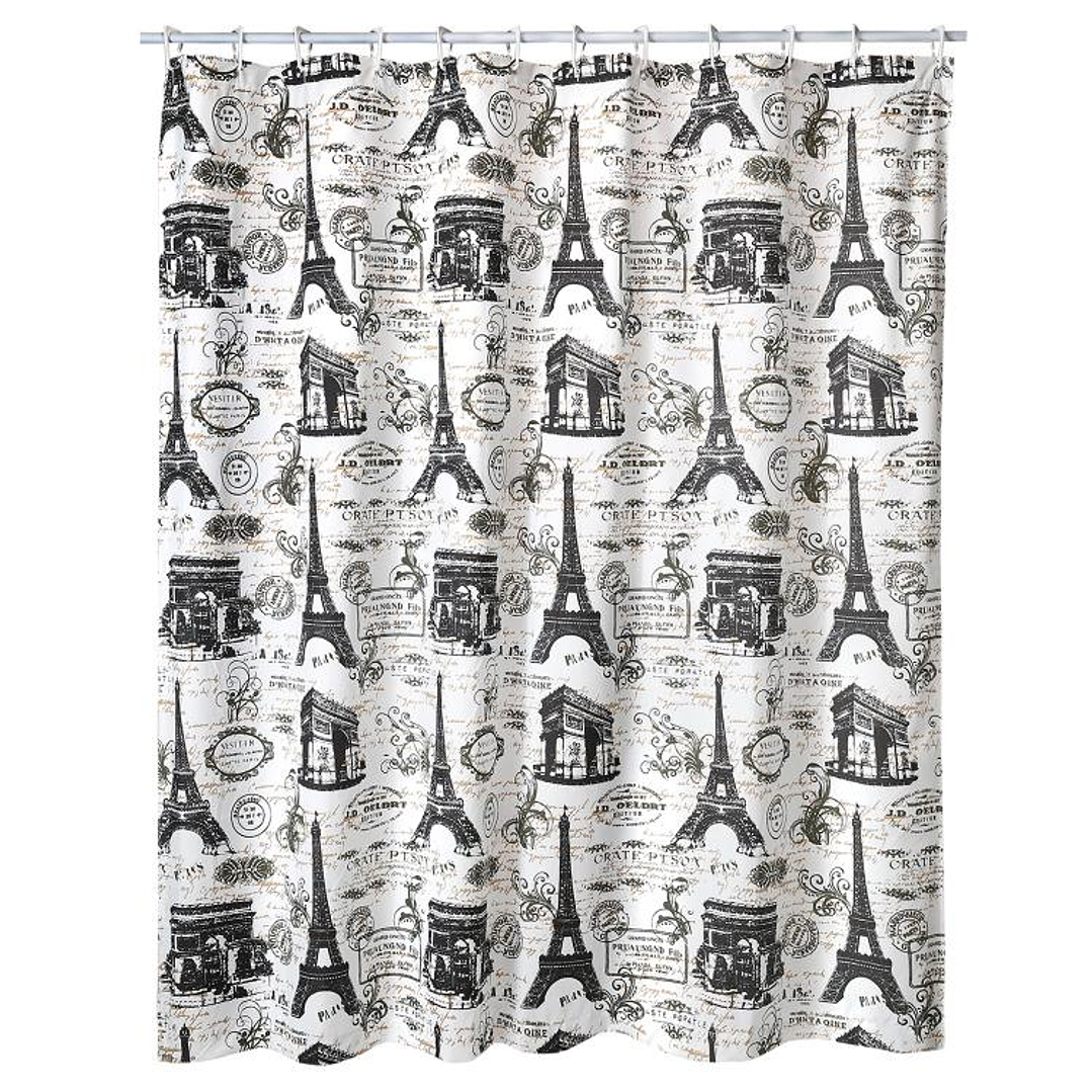 Cortina de Baño Diseño Postales sin Forro 1