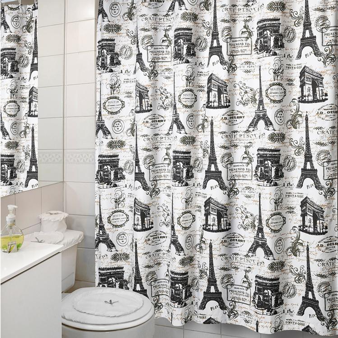 Cortina de Baño Diseño Postales sin Forro 3