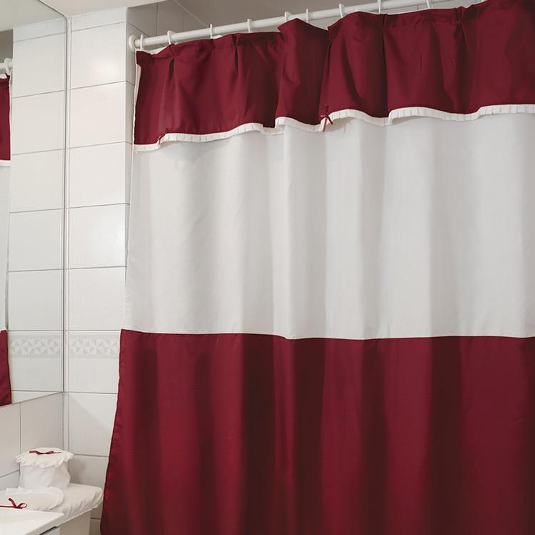 Juego Cortina para Baño Burdeo 5 Piezas sin Forro 4