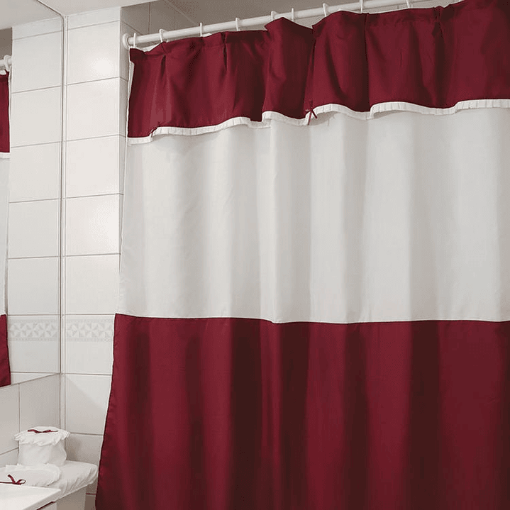 Juego Cortina para Baño Burdeo 5 Piezas sin Forro 4