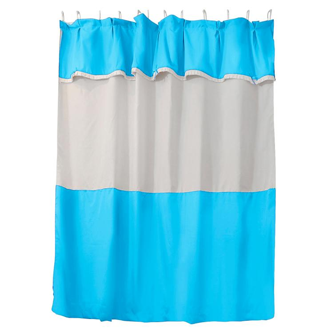 Juego de Cortina para Baño Celeste 5 Piezas sin Forro 1