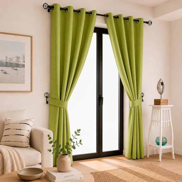 Cortina Blackout 6 Piezas Con Argolla Pistacho 1