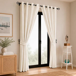 Cortina Blackout 6 Piezas Con Argolla Crudo