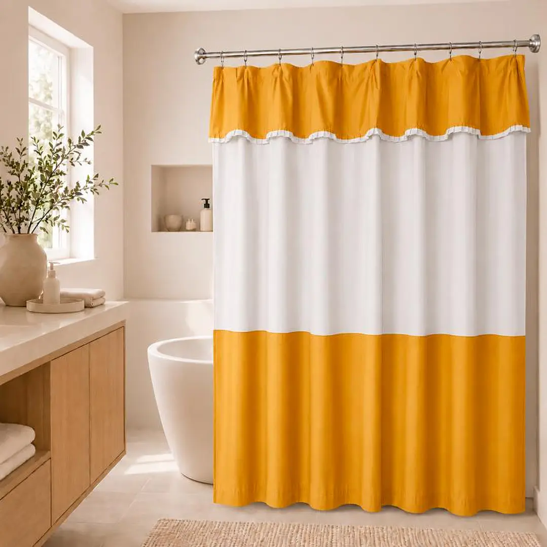 Juego Cortina para Baño Mostaza 5 Piezas sin Forro 1
