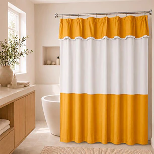 Juego Cortina para Baño Mostaza 5 Piezas sin Forro