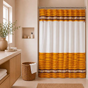 Juego de Cortina para Baño Barras Mostaza 6 Piezas