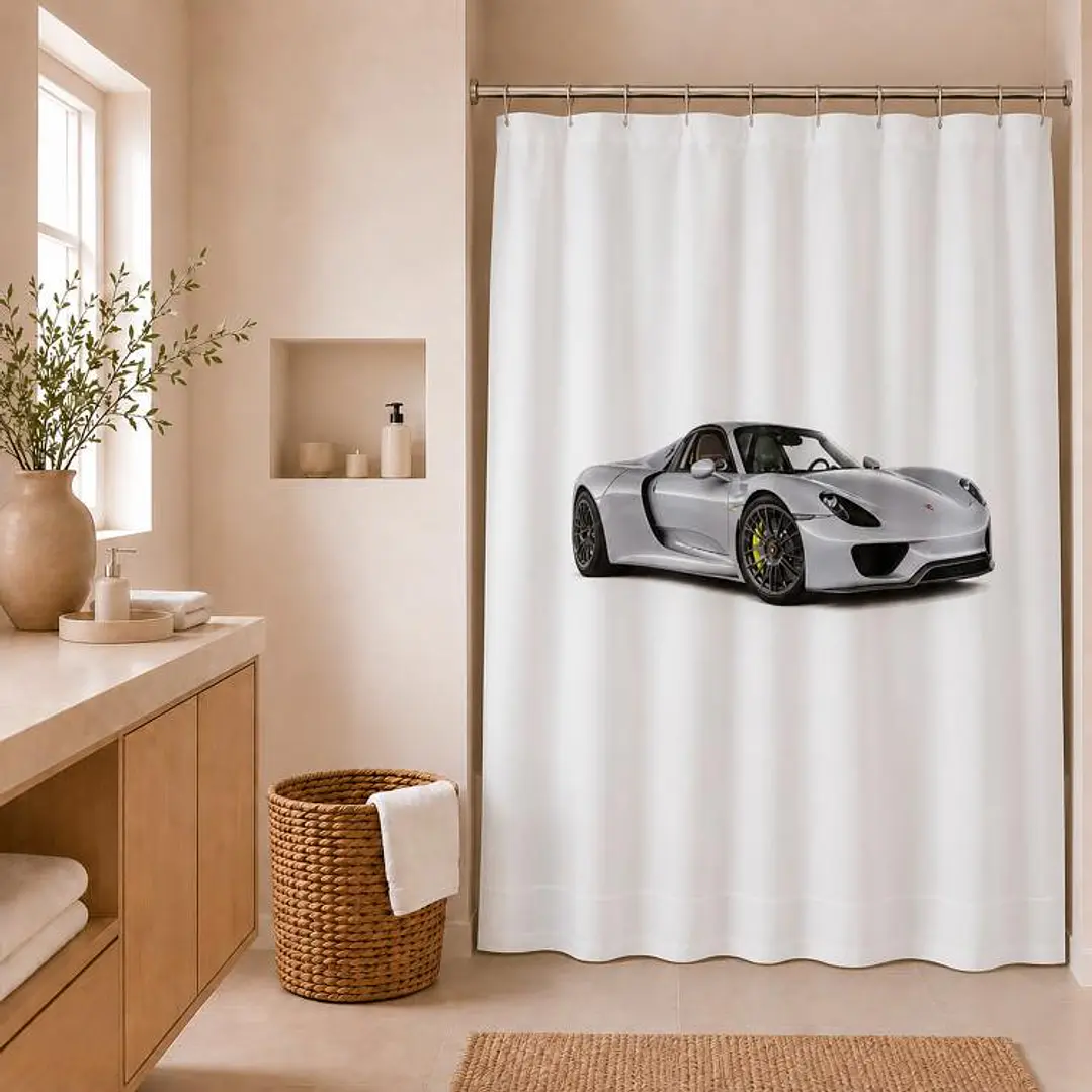 Cortina para Baño Estampada Porsche con Forro 1