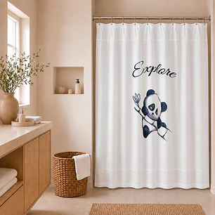 Cortina para Baño Estampada Pandita con Forro