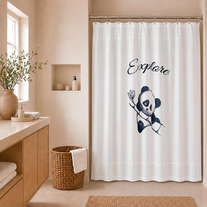 Cortina para Baño Estampada Pandita con Forro 1