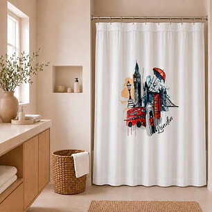 Cortina para Baño Estampada London Big Ben