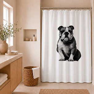 Cortina para Baño Estampada Bulldog con Forro
