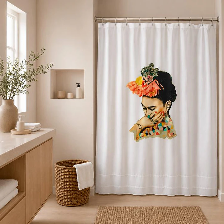 Cortina para Baño Estampada Frida con Forro 1
