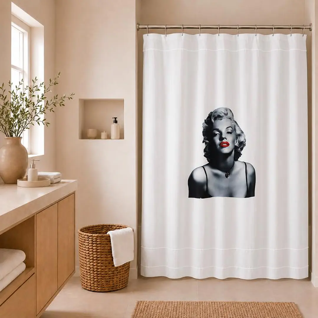 Cortina Para Baño Estampada Marilyn con Forro 1